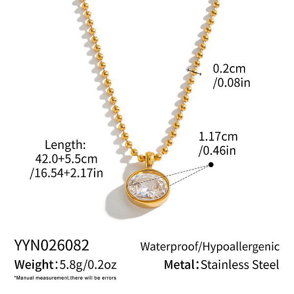 Colliers pendentifs géométriques en acier inoxydable 304 sertis de zirconiums cubiques transparents