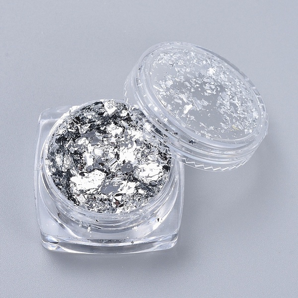 

PandaHall Foil Flakes, DIY Gilding Flakes, for Epoxy Jewelry Accessories Filler, Silver, Box: 2.9x1.6cm Gold Foil Chip Silver