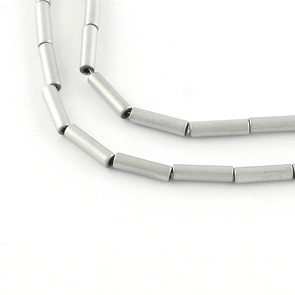 

PandaHall Tube Electroplate Non-magnetic Synthetic Hematite Bead Strands, Matte Style, Silver Plated, 8x2mm, Hole: 1mm, about 50pcs/strand...