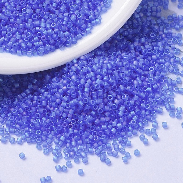 

PandaHall MIYUKI Delica Beads, Cylinder, Japanese Seed Beads, 11/0, (DB1285) Matte Transparent Azure AB, 1.3x1.6mm, Hole: 0.8mm, about..., Blue