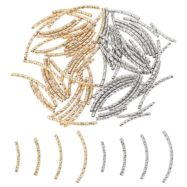 

PandaHall BENECREAT 80Pcs 4 Size 14K Gold Plated Noodle Tube Spacer Beads, Light Gold Silver Curved Noodle Tube Beads for DIY Bracelet...