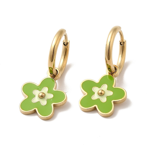 

PandaHall Enamel Sakura Flower Dangle Hoop Earrings, Golden 304 Stainless Steel Jewelry for Women, Olive Drab, 21.5mm, Pin: 1mm 304...