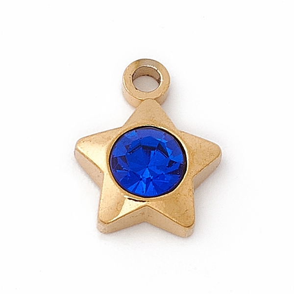 

PandaHall 304 Stainless Steel Pendants, with Rhinestone, Star, Golden, Capri Blue, 9.5x7.5x3mm, Hole: 1.4mm Stainless Steel+Rhinestone Star..., Cyan