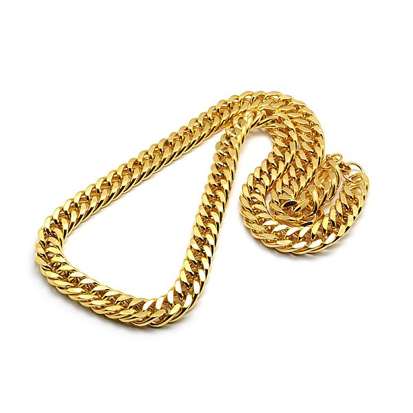 

PandaHall Fashionable 304 Stainless Steel Cuban Link Chain Necklaces, with Lobster Claw Clasps, Faceted, Golden, 23 inch~24 inch...