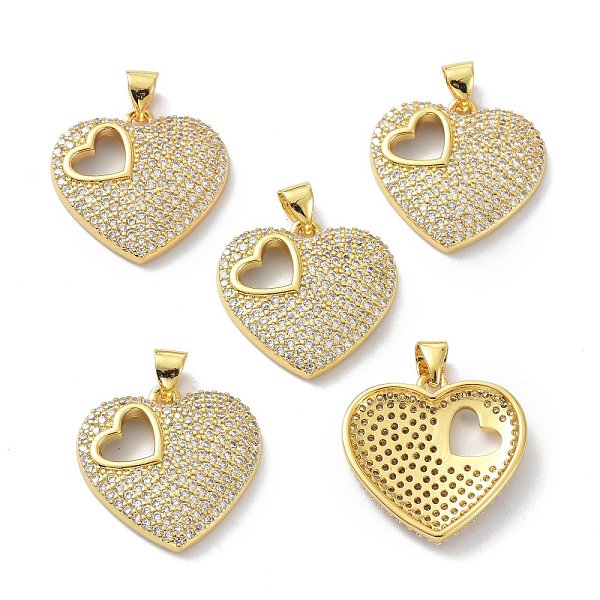 

PandaHall Brass Cubic Zirconia Pendants, Long-Lasting Plated, Lead Free & Cadmium Free, Real 18K Gold Plated, Heart, Clear, 20.5x21x3.5mm...