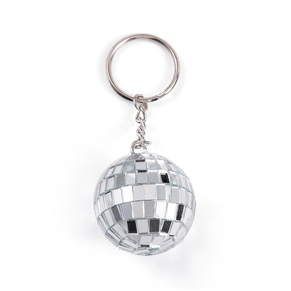 

PandaHall Iron Keychains, with Glass Pendants, Clear, 9.9cm Glass Round Clear