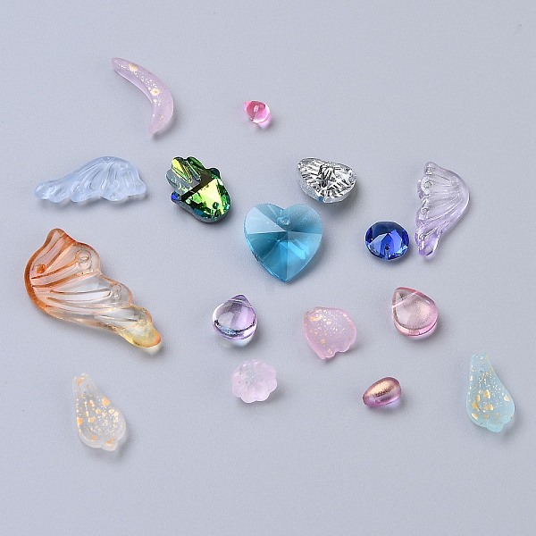

PandaHall Mixed Style Glass Pendants/Cabochons/Beads, Mixed Shapes, Mixed Color, 6.5~37.5x5~18x3~9mm Glass Multicolor