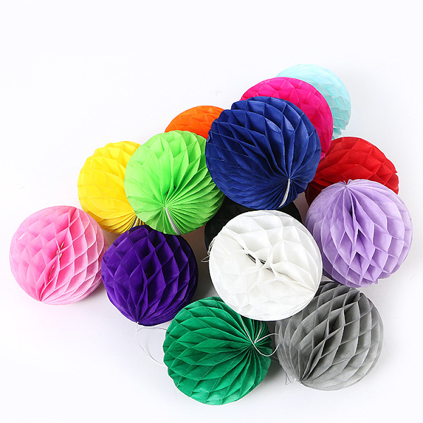 

PandaHall Paper Honeycomb Ball, Paper Lantern, For Wedding & Birthday Party Decoration, White, 20cm Paper Round White