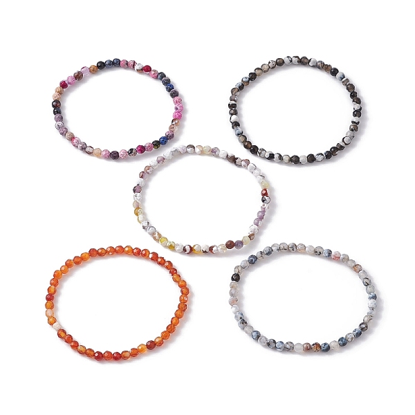 

PandaHall Dyed Natural Fire Crackle Agate Bead Bracelets for Women, Stretch Bracelets, Mixed Color, Inner Diameter: 2~2-1/8 inch(5.2~5.4cm)..., Multicolor