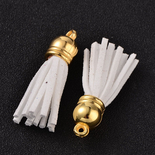 

PandaHall Suede Tassels, with CCB Plastic Findings, Nice for DIY Earring or Cell Phone Straps Making, Golden, White, 38x10mm, Hole: 2mm Faux...