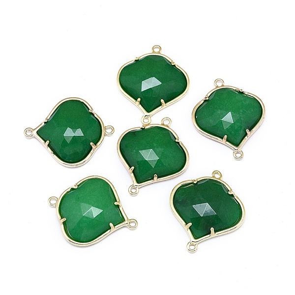 

PandaHall Natural Jade Links connectors, with Golden Tone Brass Findings, Faceted, 26x21.5x5.5mm, Hole: 1.5~1.6mm Jade Others