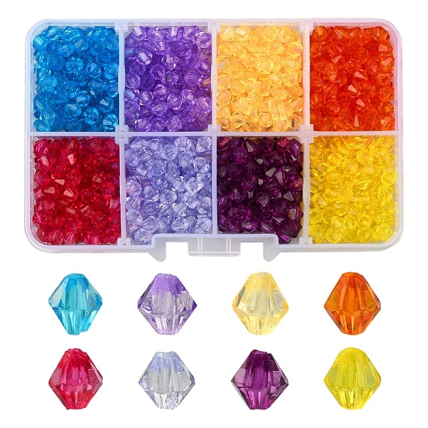 

PandaHall 1160Pcs 8 Colors Transparent Acrylic Beads, Faceted, Bicone, Mixed Color, 5x4.5mm, Hole: 1.2mm, 6g, about 145pcs/color Acrylic..., Multicolor