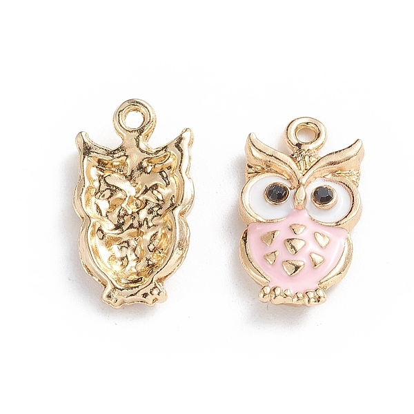 

PandaHall Alloy Enamel Pendants, Owl, Golden, Pink, 20x11x3.5mm, Hole: 1.6mm Alloy+Enamel Owl Pink