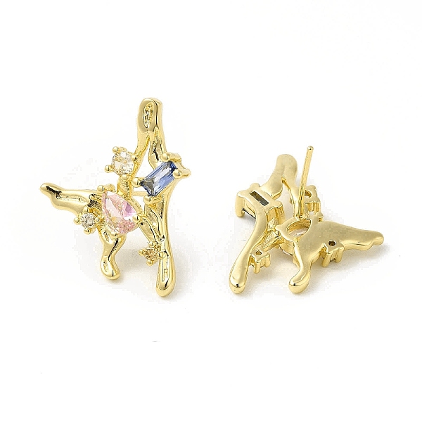 

PandaHall Colorful Cubic Zirconia Butterfly Stud Earrings, Brass Jewelry for Women, Cadmium Free & Nickel Free & Lead Free, Real 18K Gold...