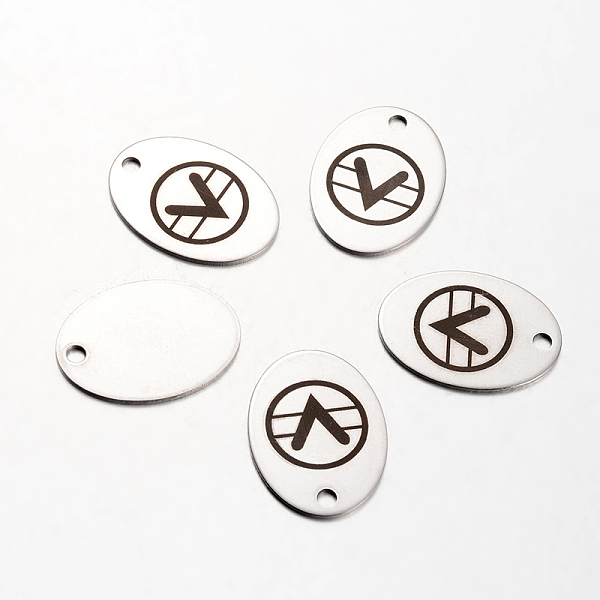 

PandaHall Spray Painted Stainless Steel Pendants, Oval with inchV inch Pattern, Stainless Steel Color, 30x22x1mm, Hole: 3mm Stainless Steel...
