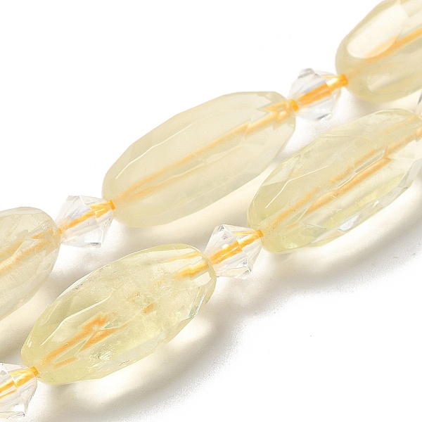 

PandaHall Natural Lemon Quartz Beads Strands, with Seed Beads, Faceted, Oval, 20.5~26x8.5~12mm, Hole: 1mm, about 13~14pcs/strand...