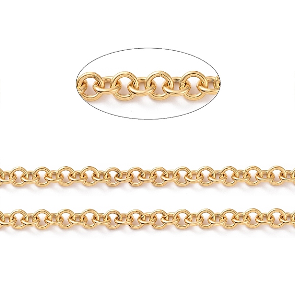 

PandaHall Ion Plating(IP) 304 Stainless Steel Rolo Chains, with Spool, for Jewelry Making, Unwelded, Golden, 12x2mm, about 16.4 Feet...