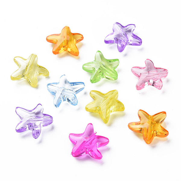 

PandaHall Transparent Acrylic Beads, Star, Mixed Color, 15.5x17x5.5mm, Hole: 1.6mm, about 930pcs/500g Acrylic Star Multicolor