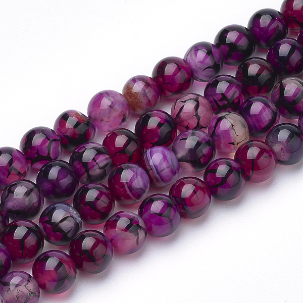 

PandaHall Dyed Natural Dragon Veins Agate Beads Strands, Round, Medium Violet Red, 6~6.5mm, Hole: 1mm, about 63pcs/strand, 15.5 inch Dragon...