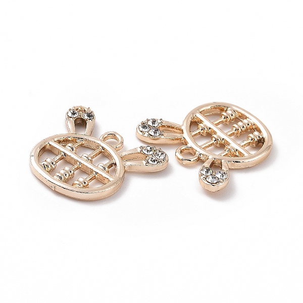 

PandaHall Alloy Crystal Rhinestone Pendants, Bear Shape Abacus Charms, Light Gold, 15x16x1.5mm, Hole: 1.6mm Alloy+Rhinestone Bear Clear