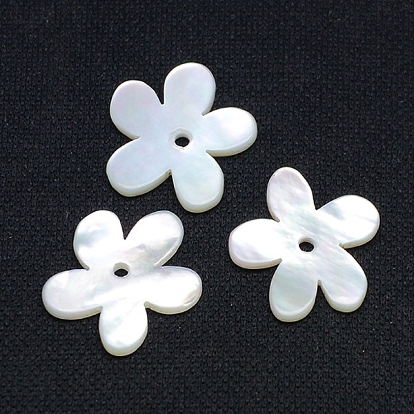 

PandaHall Natural White Shell Beads, Mother of Pearl Shell Beads, Flower, White, 15x16x1mm, Hole: 1mm White Shell Flower White