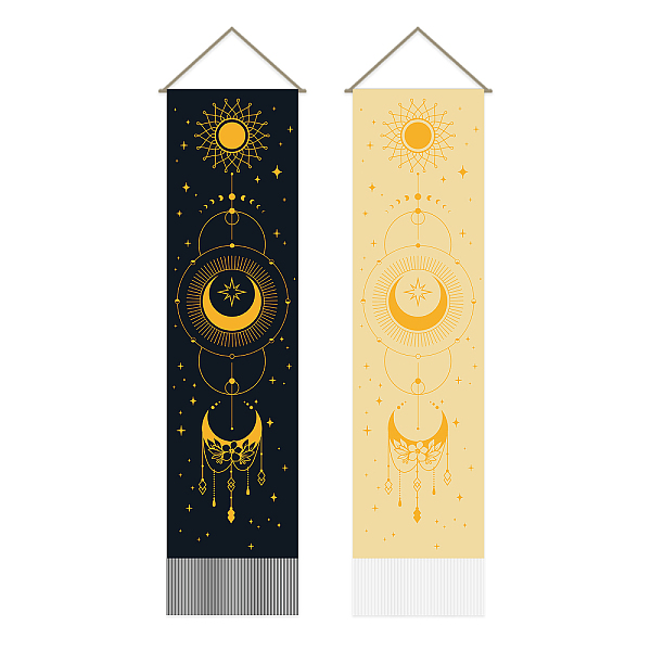 

PandaHall AHANDMAKER 2 Pcs Moon Phase Tapestry Sun Tapestry, Black and Beige Bohemian Vertical Tapestry Wall Hanging Decor, Star Sun and...