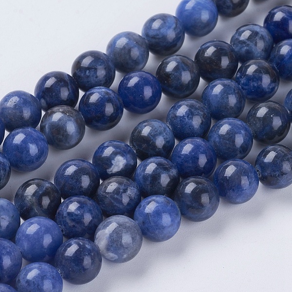 

PandaHall Natural Sodalite Beads Strands, Round, 8mm, Hole: 1mm Sodalite Round Blue