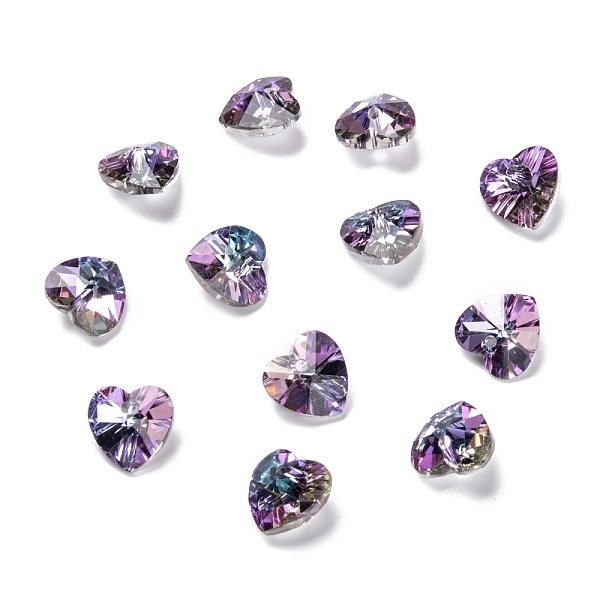 

PandaHall Electroplate Glass Charms, Faceted, Heart, Heliotrope, 10x10x5mm, Hole: 1mm Glass Heart Purple