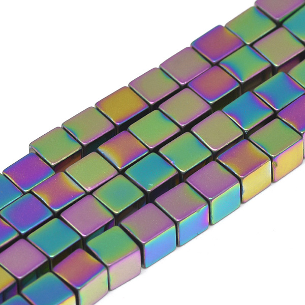 

PandaHall Electroplate Non-magnetic Synthetic Hematite Beads Strands, Cube, Multi-color Plated, 4.5x4x4mm, Hole: 2mm, about 89pcs/strand...