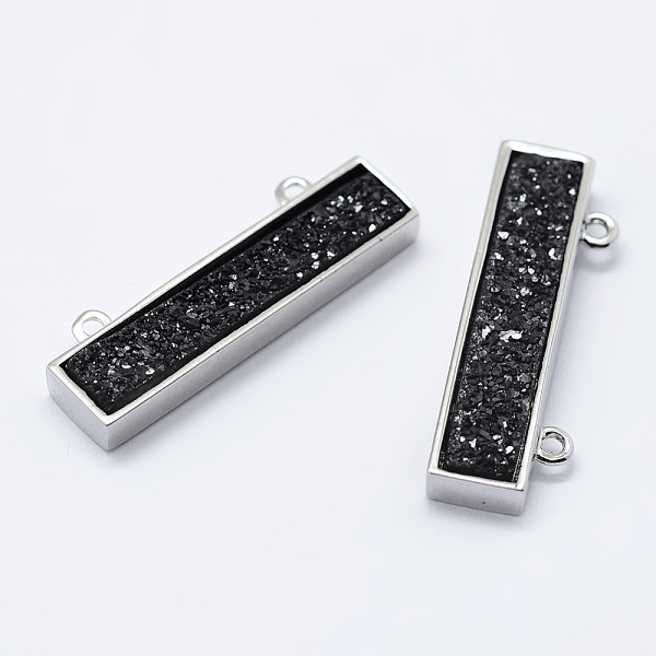 

PandaHall Electroplate Natural Druzy Agate Pendants, with Brass Findings, Rectangle, Platinum, Black Plated, 8.5x26.5x4mm, Hole: 1mm Natural...