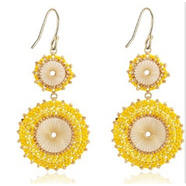 

PandaHall Glass Seed Braided Dangle Earrings for Women, Bohemian Style, Gold, 78x33mm Glass Gold