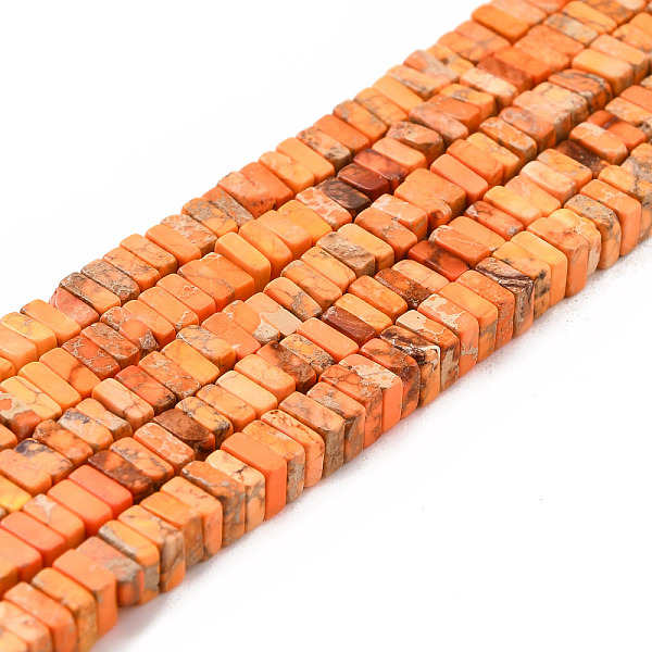 

PandaHall Natural Imperial Jasper Beads Strands, Dyed, Square, Dark Orange, 4~4.5x4~4.5x2mm, Hole: 0.5mm, about 194pcs/strand, 15.75''(40cm)...
