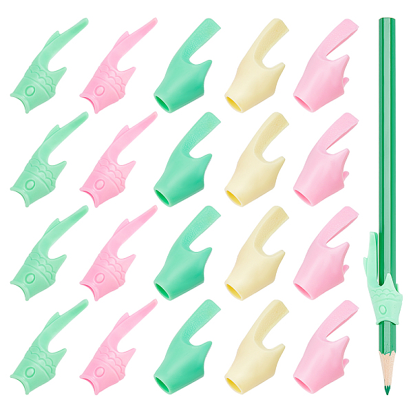 PandaHall Gorgecraft 60Pcs 6 Colors Fish Shape Polyethylene Pencil Grips for Kids, Grip Posture Correction Tool, Mixed Color, 10pcs/color...