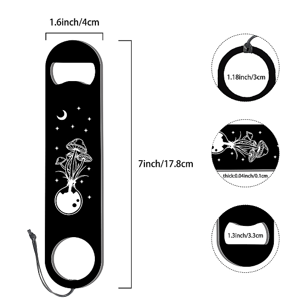 

PandaHall CREATCABIN 7" Funny Bottle Opener Mushroom Moon Star Flat Speed Openers Stainless Steel Heavy Duty For Bar Pub Beer Bartenders...