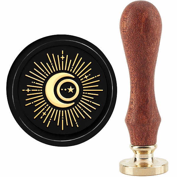 

PandaHall CRASPIRE Sun Wax Seal Stamp Moon Sealing Wax Stamps 30mm Retro Vintage Removable Brass Stamp Head with Wood Handle for Invitations...