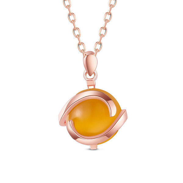 

PandaHall SHEGRACE 925 Sterling Silver Pendant Necklace, with Opal, Round, Gold, Rose Gold, 17.72 inch(45cm) Sterling Silver Gold