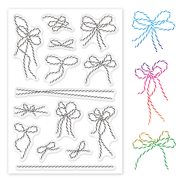 

PandaHall GLOBLELAND Bow Knot Theme Clear Stamps Handmade Hemp Knot Silicone Clear Stamp Seals for Cards Making DIY Scrapbooking Photo...
