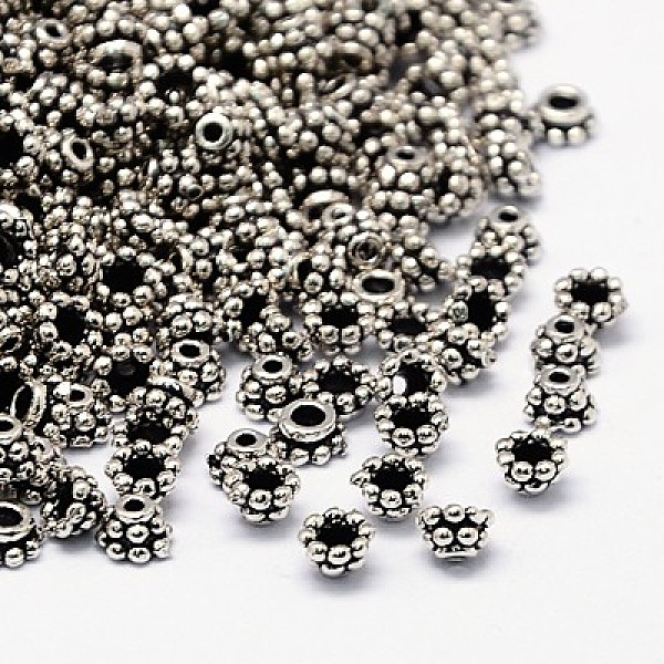 

PandaHall Brass Spacer Beads, Antique Silver, 4x3mm, Hole: 1mm Brass Cone