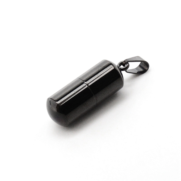 

PandaHall 304 Stainless Steel Pendants, Capsule Shape, for Portable Mini Refillable Perfume Bottle, Electrophoresis Black, 27.5x9.5mm, Hole...