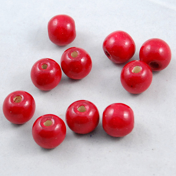 

PandaHall Dyed Maplewood Beads, Round, Red, 19x20mm, Hole: 5mm, 100pcs/bag Wood Round Red