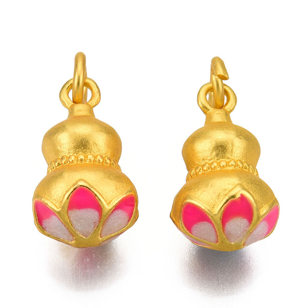 

PandaHall Alloy Enamel Pendants, Cadmium Free & Lead Free, with Jump Rings, Matte Gold Color, Gourd, Deep Pink, 15.5x9x9mm, Jump Ring: 5x1mm...