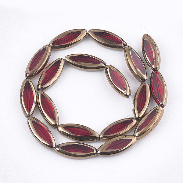 

PandaHall Electroplate Glass Beads Strands, Edge Plated, Horse Eye, Red, 19.5~20x7.5~8x4mm, Hole: 1mm, about 18pcs/strand, 13.5 inch Glass...