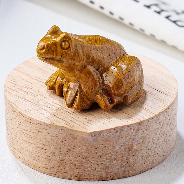 

PandaHall Natural Jade Carved Healing Frog Figurines, Reiki Energy Stone Display Decorations, 37x32x25mm Other Jade Frog