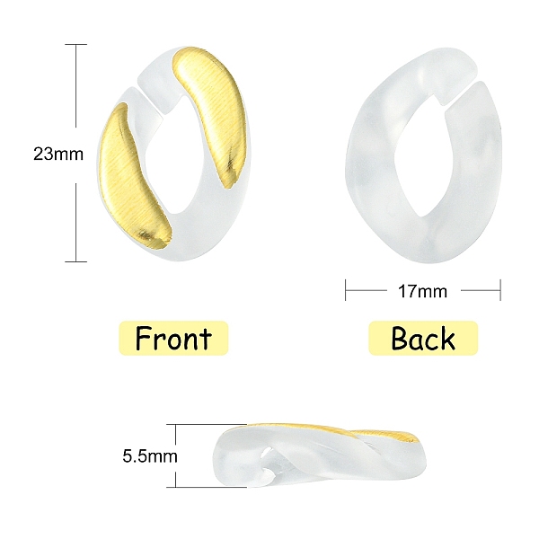 

PandaHall 100Pcs Acrylic Linking Rings, Quick Link Connector, for Curb Chain Making, Twisted Oval, Golden Plated, Gold, 17x23x5.5mm Acrylic..., Clear