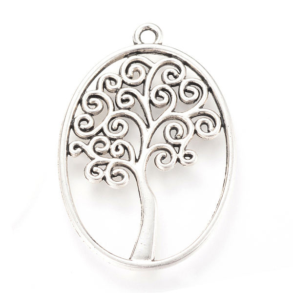 

PandaHall Tibetan Style Alloy Pendants, Oval with Tree, Cadmium Free & Nickel Free & Lead Free, Antique Silver, 40x27x2mm, Hole: 2mm, about...