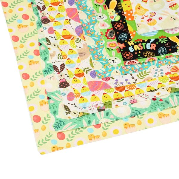 

PandaHall Easter Eggs Chick Bunny Flower Printed Quilt Fabric Bundles, for Easter Holiday and DIY Crafts Supplies, Mixed Color, 50x50cm..., Multicolor