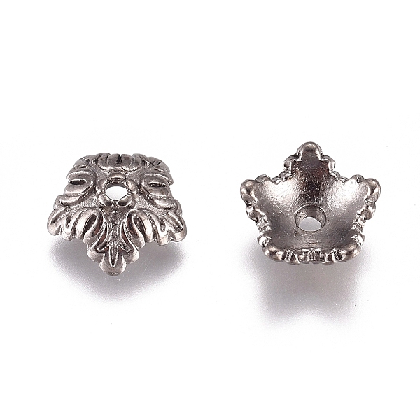 

PandaHall Tibetan Style Bead Caps, Cadmium Free & Lead Free, 5-Petal, Flower, Gunmetal, 10x4mm, Hole: 1mm Alloy