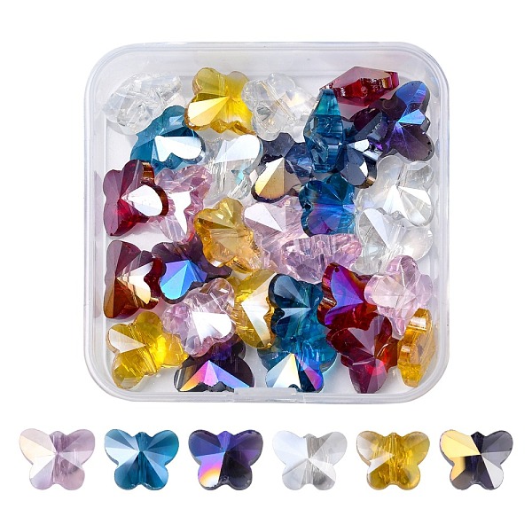 

PandaHall 30Pcs 6 Colors Electroplate Glass Beads, AB Color Plated, Faceted, Butterfly, Mixed Color, 12x14.5x7.5mm, Hole: 1mm, 5pcs/color..., Multicolor