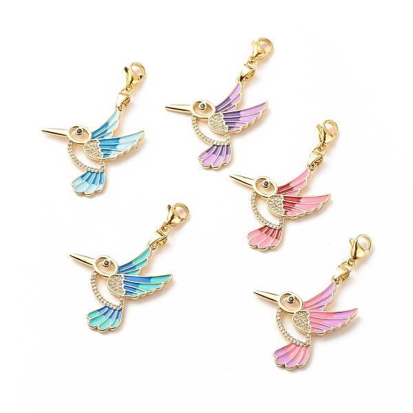 

PandaHall Brass Enamel Hummingbird Pendant Decorations, Lobster Clasp Charms, Clip-on Charms, Micro Pave Clear Cubic Zirconia, for Keychain..., Multicolor