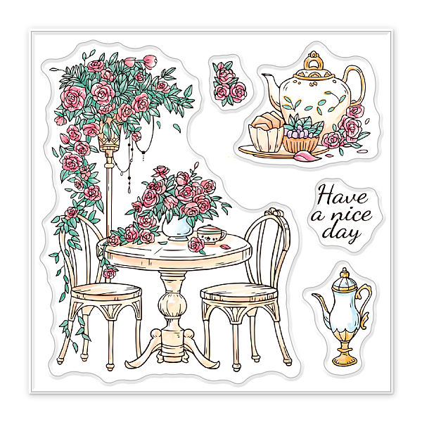 

PandaHall PVC Sakura Stamp, for DIY Scrapbooking, Teapot, 100x100mm Plastic Others
